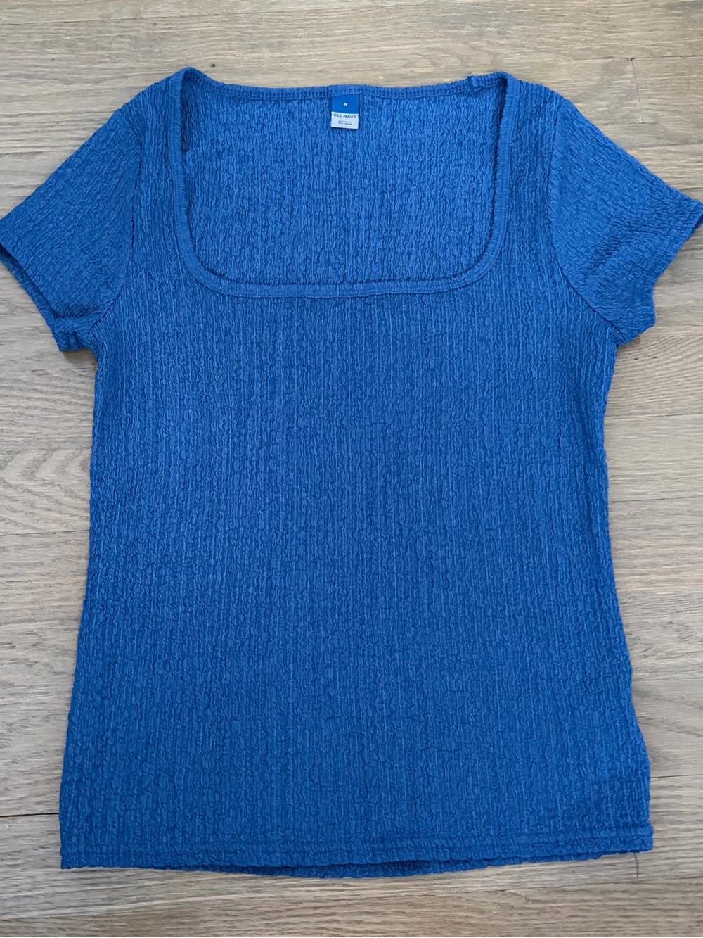 Old Navy Blue Square Neck Short Sleeve Top